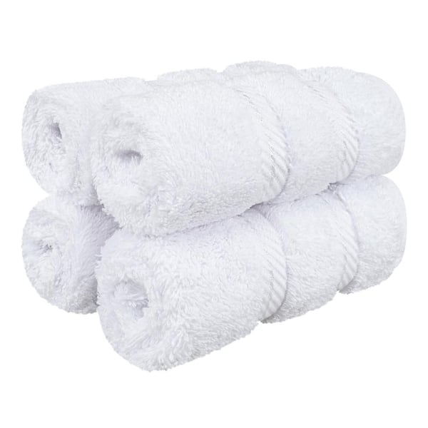 American Soft Linen Washcloth Set 100% Turkish Cotton 4-Piece Face Hand Towels for Bathroom and Kitchen - Bright White