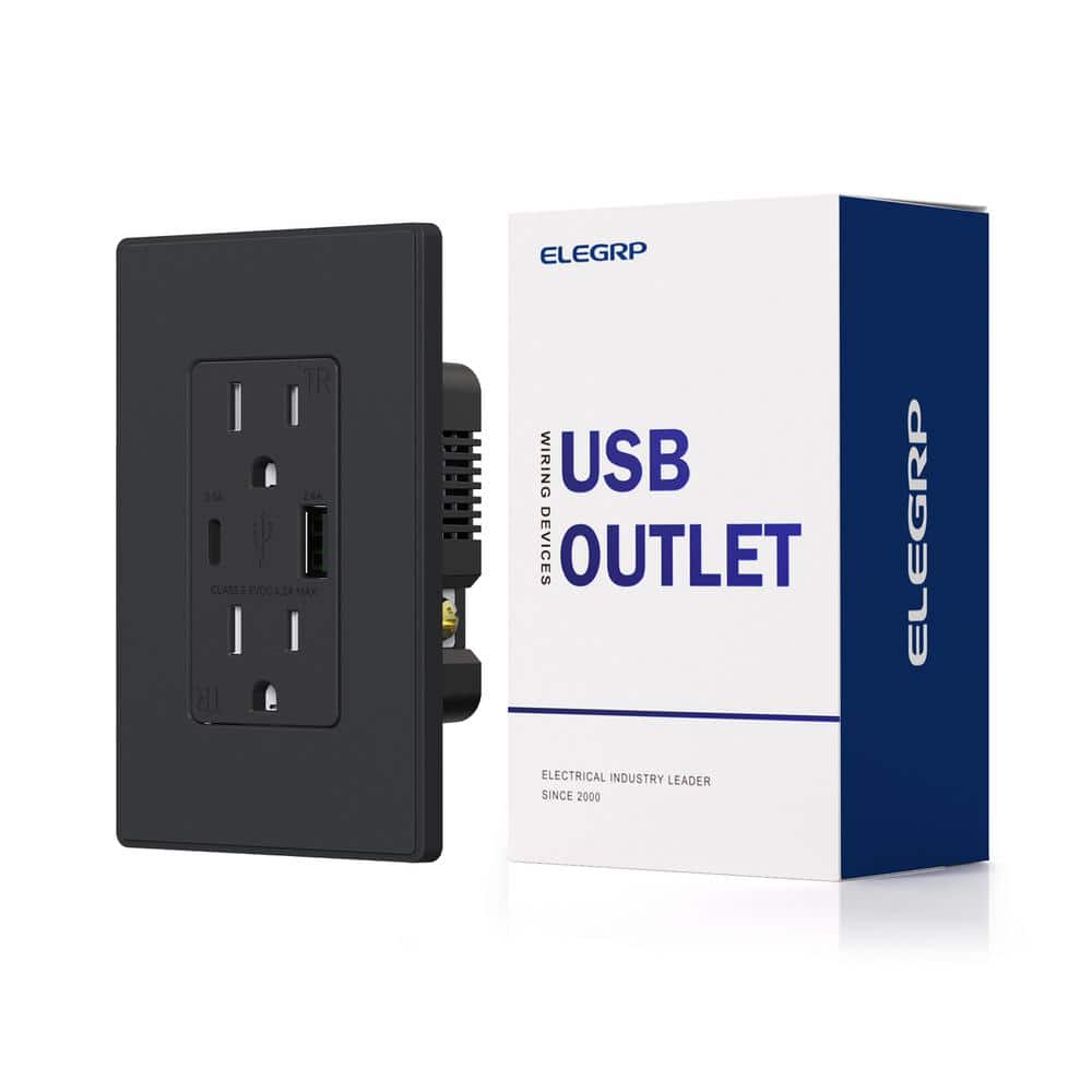 21W USB Wall Outlet with Type A and Type C USB Ports, 15 Amp Tamper Resistant, with Screwless Wall Plate,Black (1 Pack) price history on PriceWatchPro