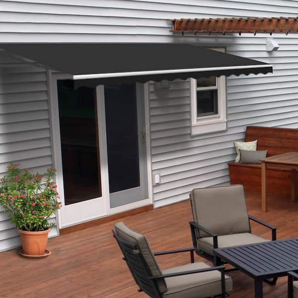 ALEKO 10 ft. Manual Patio Retractable Awning (96 in. Projection) in Black