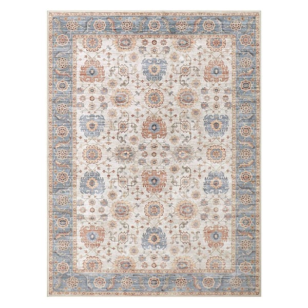 Dalileh Neutral 3 ft. x 5 ft. Woven Medallion Polyester Accent Rug