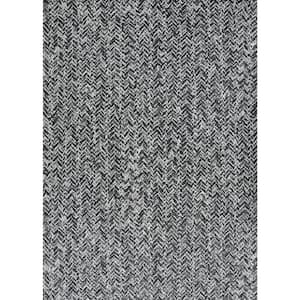 Afuera Herringbone Path Onyx-Shell 8 ft. x 11 ft. Indoor/Outdoor Area Rug