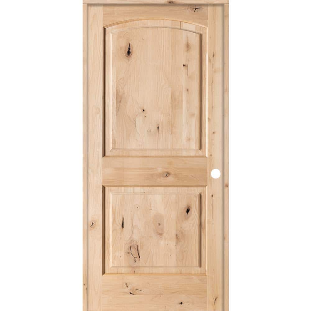32 in. x 80 in. Rustic Knotty Alder 2-Panel Top Rail Arch Solid Left-Hand Wood Single Prehung Interior Door price history on PriceWatchPro