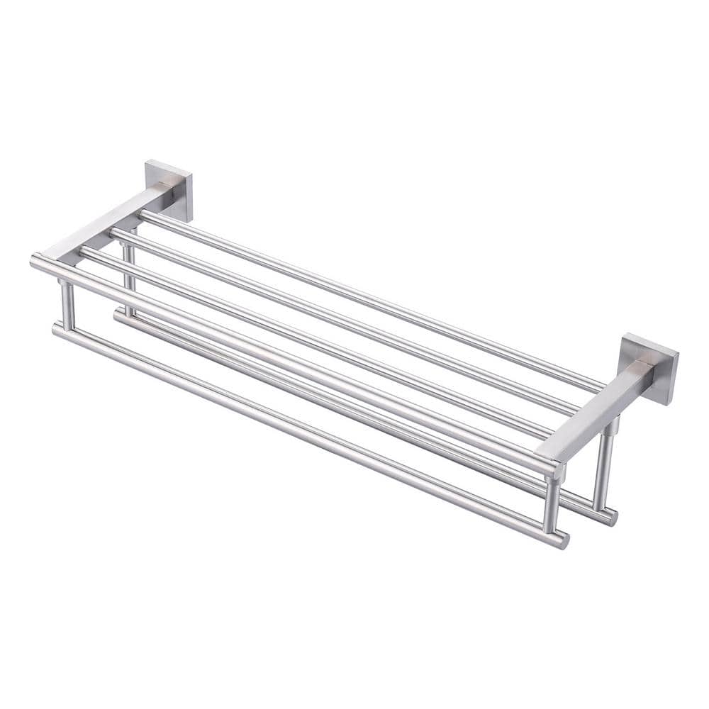 24 in. Bathroom Wall Mounted Double Tier Towel Rack with Double Towel Bar Stainless Steel in Brushed Nickel price history on PriceWatchPro