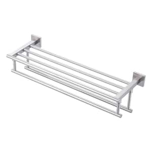 24 in. Bathroom Wall Mounted Double Tier Towel Rack with Double Towel Bar Stainless Steel in Brushed Nickel