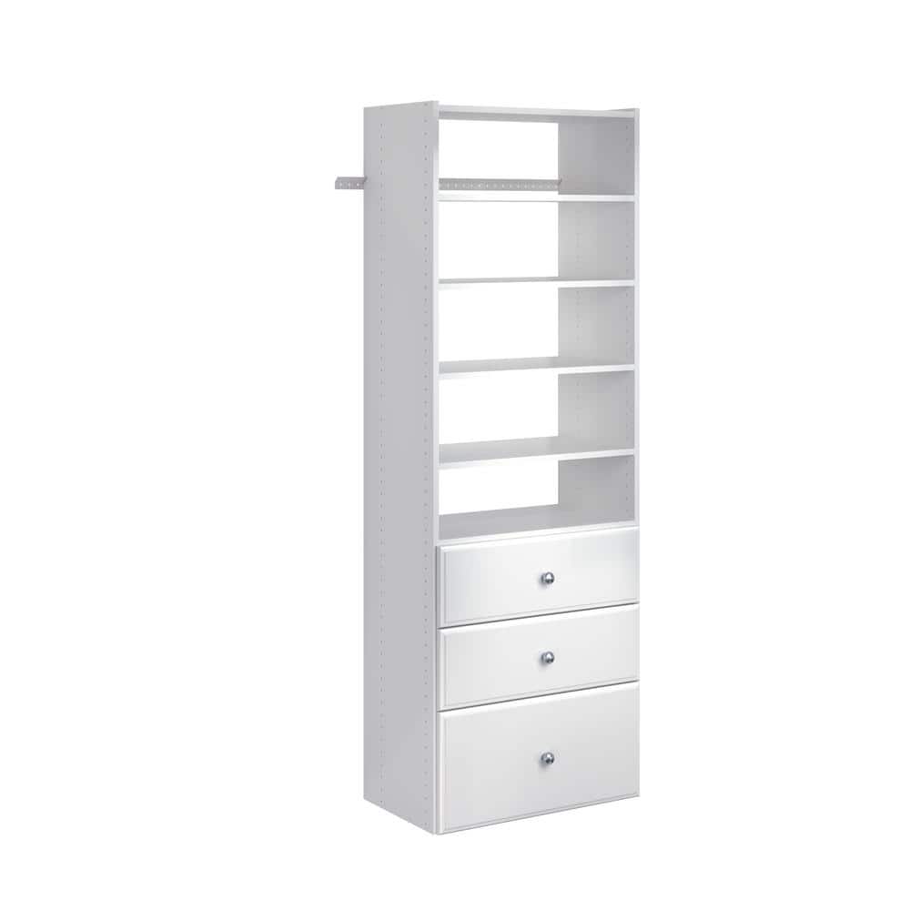 CLOSETS By LIBERTY 48 in. W to 92 in. W White Closet Shelf Tower with Rod  Extensions Wood Closet System HSUL06-RW-RO - The Home Depot