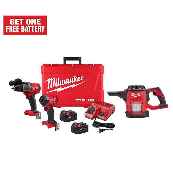 Milwaukee M18 Fuel 18-V Lithium-Ion Brushless Cordless Hammer Drill and Impact Driver Combo Kit (2-Tool) with Vacuum
