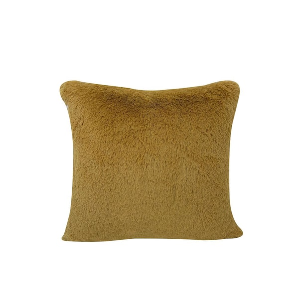 Madison Faux Fur Polyester Throw Pillow Gold