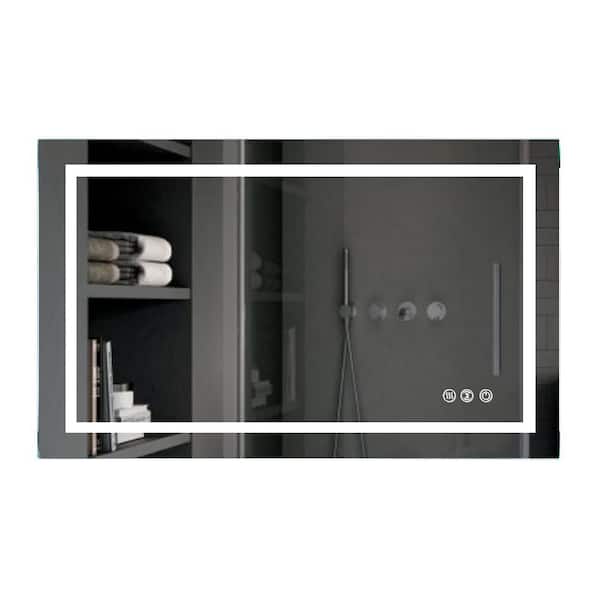 FORCLOVER 24 in. W x 36 in. H Small Rectangular Frameless Dimmable and Anti Fog Wall Mount Bathroom Vanity Mirror in White