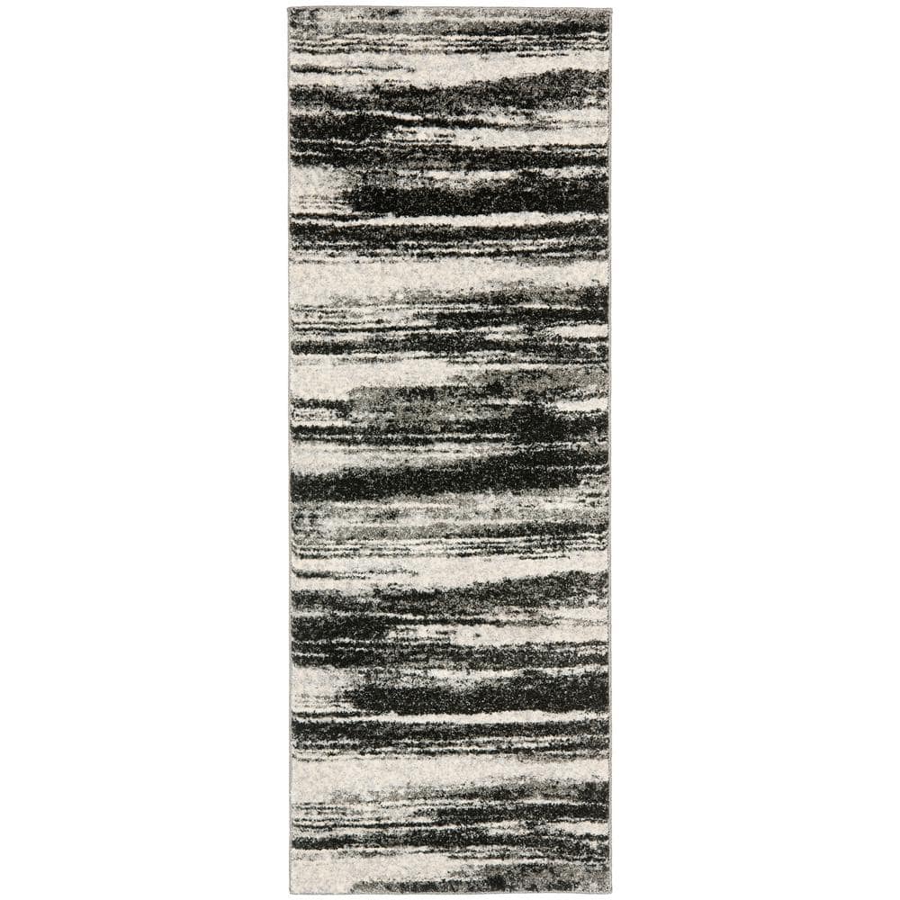 SAFAVIEH Retro Dark Gray/Light Gray 2 ft. x 15 ft. Striped Runner Rug -  RET2693-8479-215