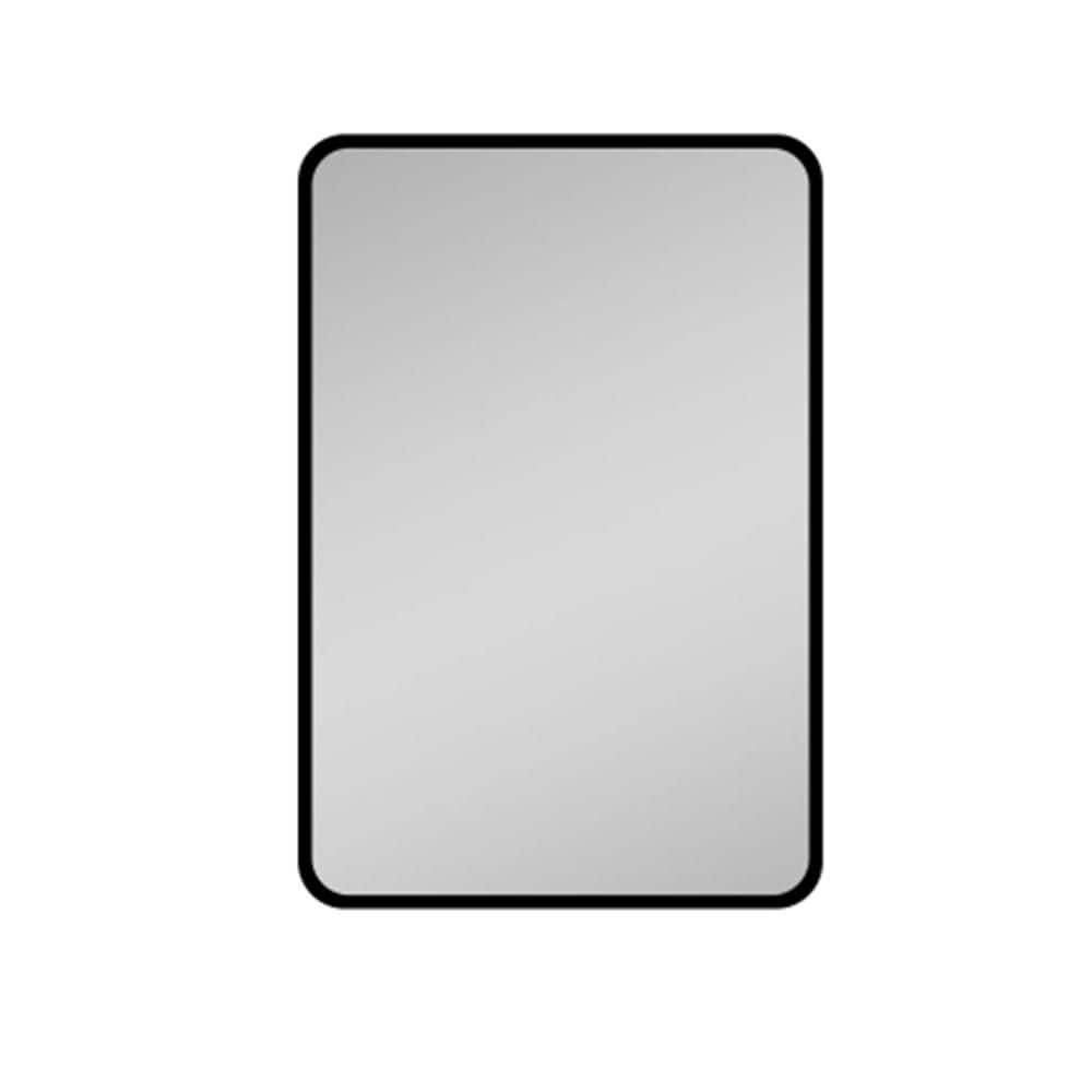 Black and Silver 24 in. W x 3.0 in. H Classic Rectangle Iron Framed Mirror 