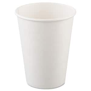 12 oz. White Single-Sided Disposable Paper Cups, Hot Drinks (50/Bag, 20-Bags/Carton)