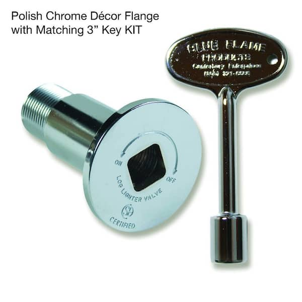 Blue Flame Universal Decor Flange and Key Kit in Polished Chrome