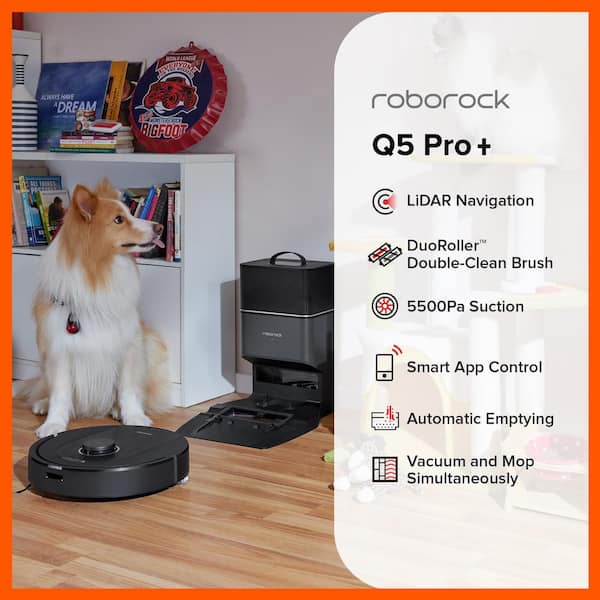 Roborock Q5 Pro+ Robot Vacuum and Mop, Self-Emptying, Hands-Free Cleaning for Up to 7 Weeks