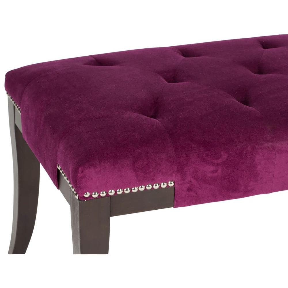 Gibbons Purple Cotton Velour Bench with Nail Heads