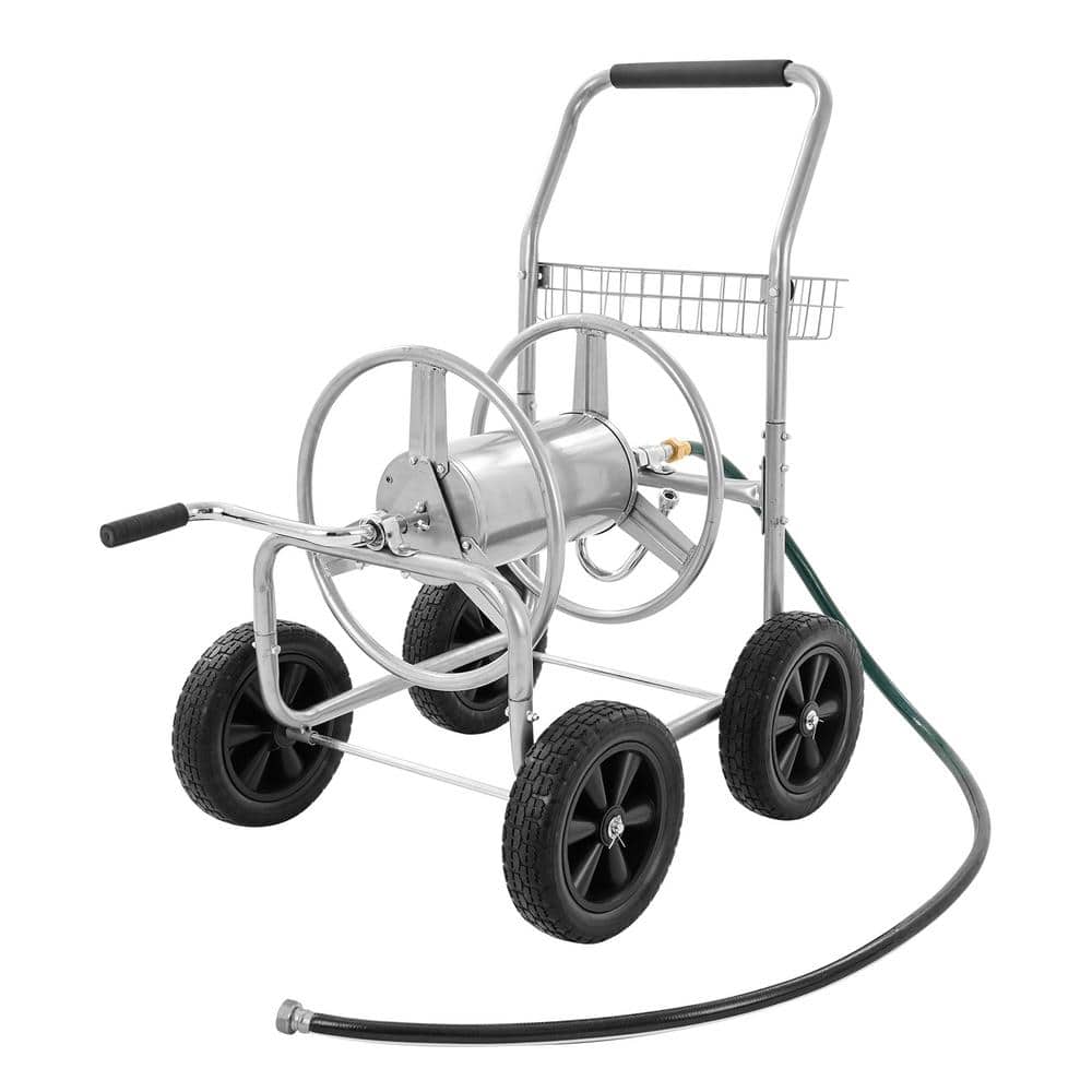 Iron Four-Wheel Pipe Truck 229ft Water Hose Reel Cart for