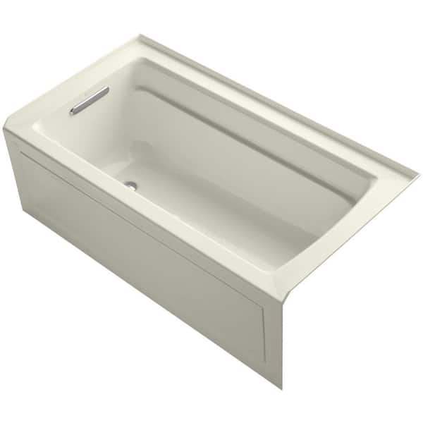 KOHLER Archer 5 ft. Acrylic Left Drain Rectangular Alcove Whirlpool Bathtub in Biscuit