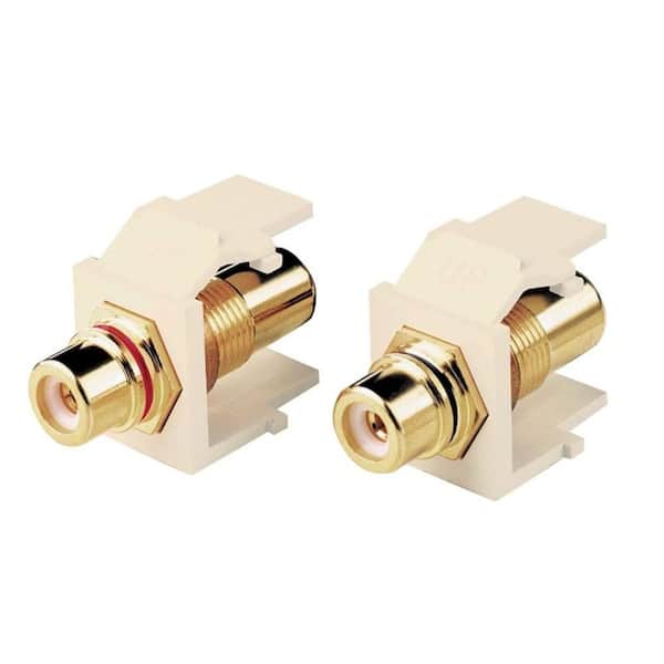 Leviton Light Almond Feed-Through RCA Connector (2-Pack)