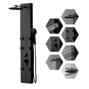 3-in-One 6-Jet Shower Panel Tower System With Adjust Rainfall Waterfall Shower Head,and Massage Body Jets in Matte Black
