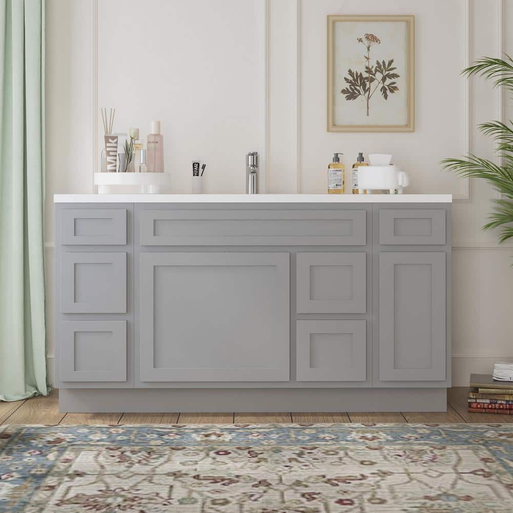60 in. W x 21 in. D x 32.5 in. H Bath Vanity Cabinet without Top in Gray (Unassembled) price history on PriceWatchPro