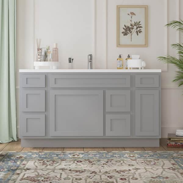 Vanity Art 60 in. W x 21 in. D x 32.5 in. H Bath Vanity Cabinet without Top in Gray