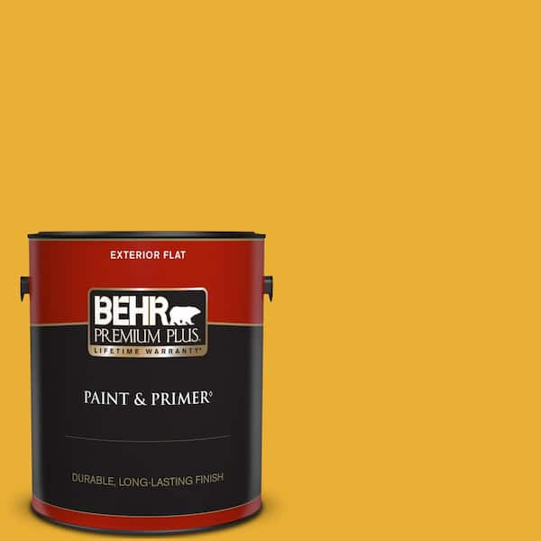 BEHR PREMIUM PLUS 1 gal. #P280-7 Midsummer Gold Flat Exterior Paint & Primer
