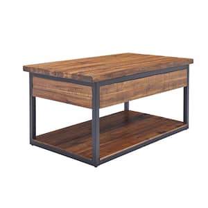 Claremont 42 in. Dark Brown Large Rectangle Wood Coffee Table with Low Shelf