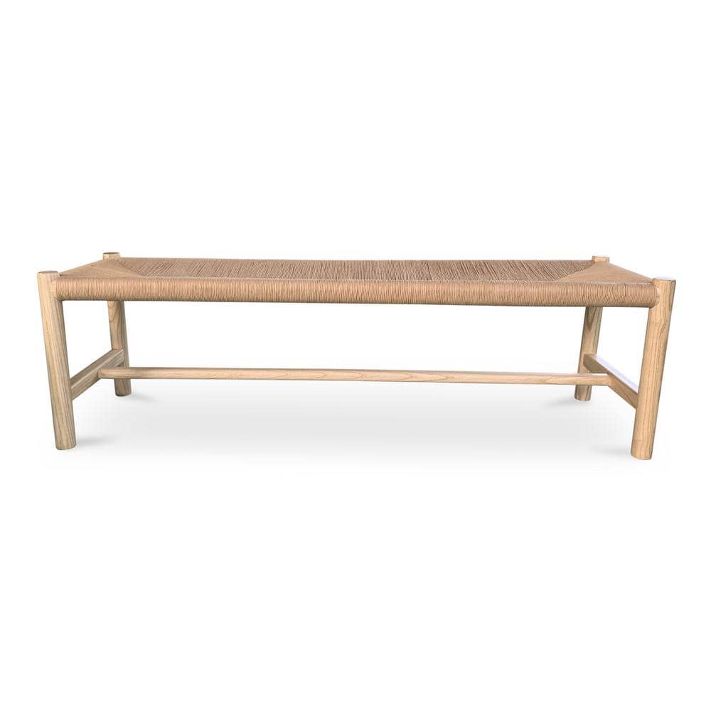 NADAAL STUDIOS Mayor 60 in. Natural Bench Backless with Solid Elm Frame ...