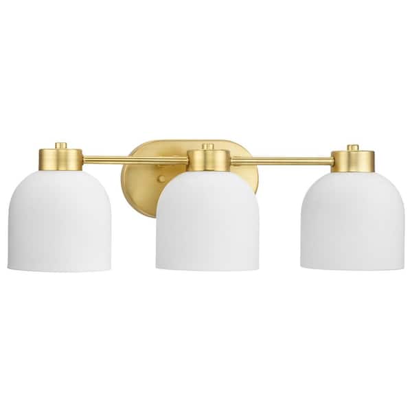 Progress Lighting Avec 3-Light Brushed Gold Modern/Contemporary White Glass Linear Medium Hanging Pendant Light