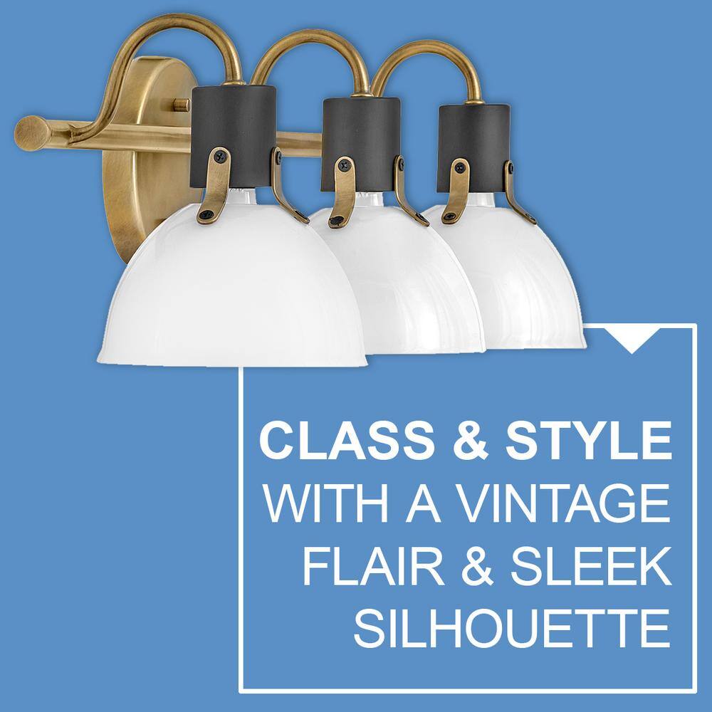 Heritage Brass and Black 3-Light Dimmable Outdoor Vanity Light