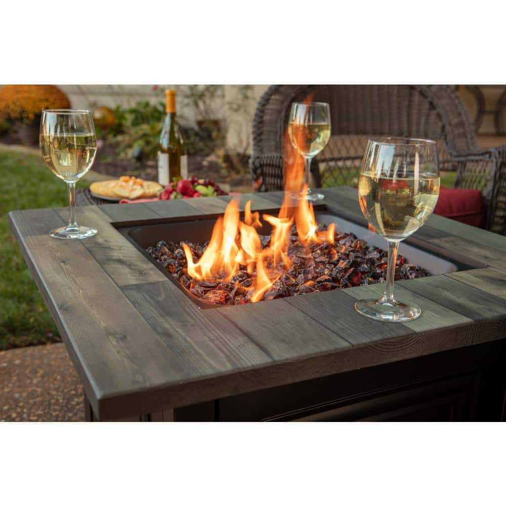 30" Black and Brown Steel and Resin Outdoor Fire Pit