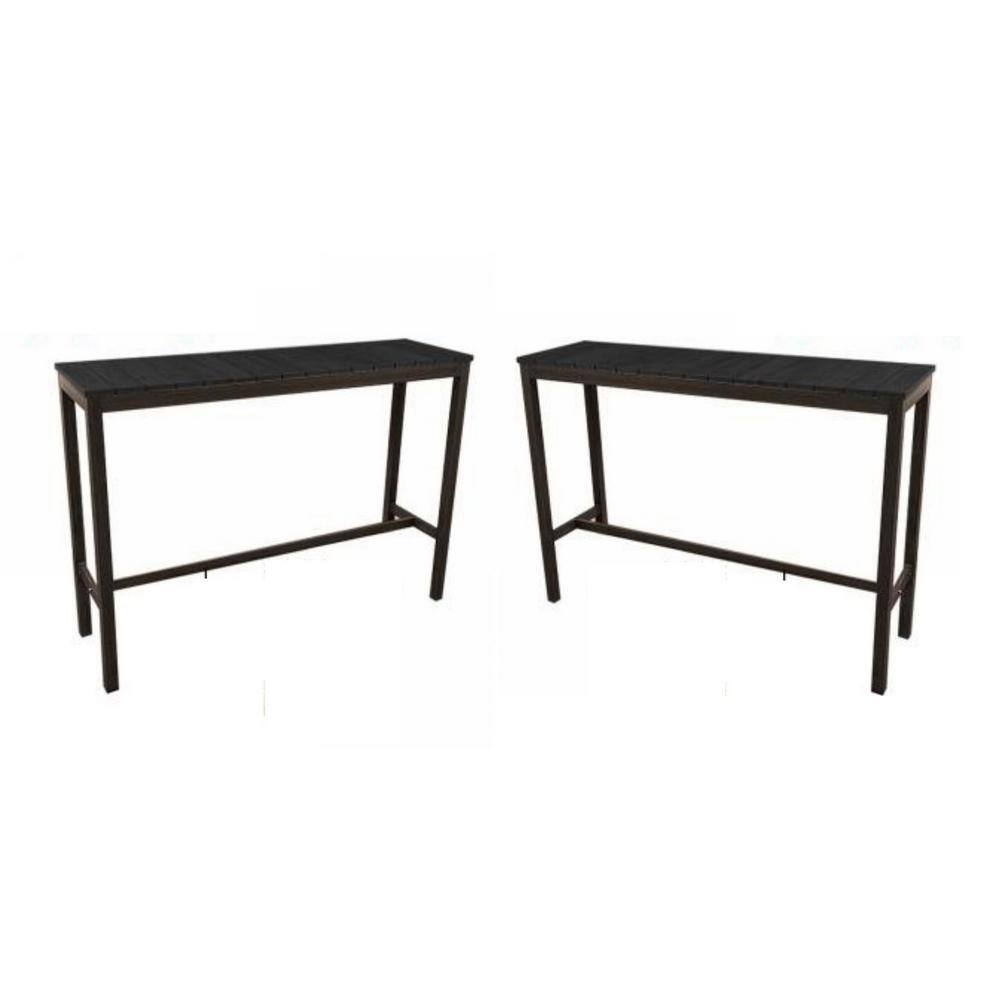 LUE BONA Humphrey 39 in. Black Plastic HDPS Outdoor Bar Table Patio
