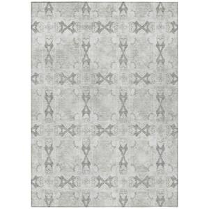 3' X 4' Gray And Ivory Floral Indoor Outdoor Area Rug 3' X 4' Gray And Ivory Floral Indoor Outdoor Area Rug
