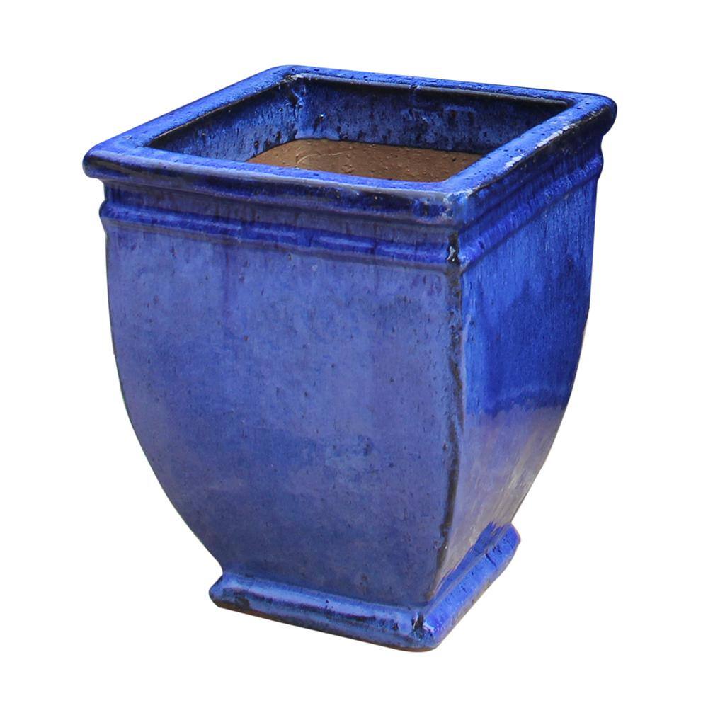 10 in. Ceramic Home Square Hudson Blue VPX4-29A-BL Planter Depot - The