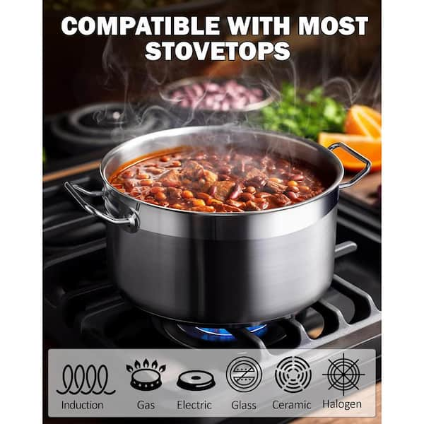 Gastro Large Deep Stainless Steel Induction Stock Pot Casserole Stockpot