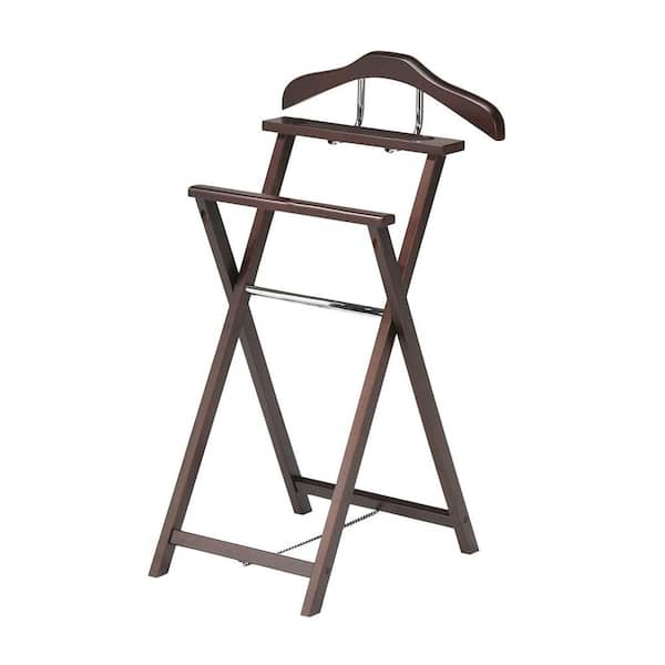 Kings Brand Furniture Walnut Metal Clothes Rack 18 in. W x 38 in. H