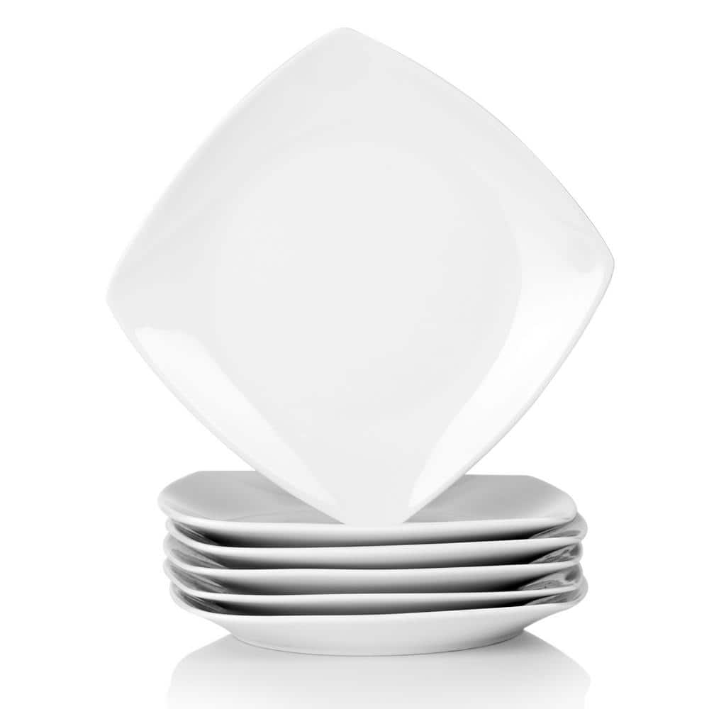 MALACASA Square Plate Set of 6, Ivory White 7.8''  Dessert/Appetizer Plates, Porcelain Dishes Dinnerware Plate Set for  Dessert, Salad, Pasta, Snack and More, Series Blance: Dessert Plates