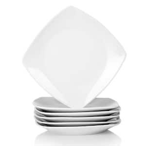 Series Julia 6.5 in. Ivory White Dessert Plate Porcelain Square Side Plate Snack Plate Salad Plate (Set of 6)