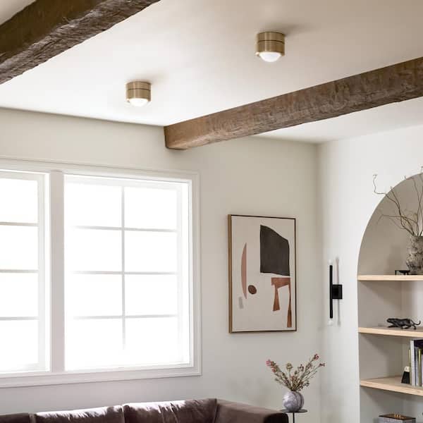 Tibbi 5.5 in. 1-Light Champagne Bronze Integrated LED Modern Hallway Flush Mount Ceiling Light