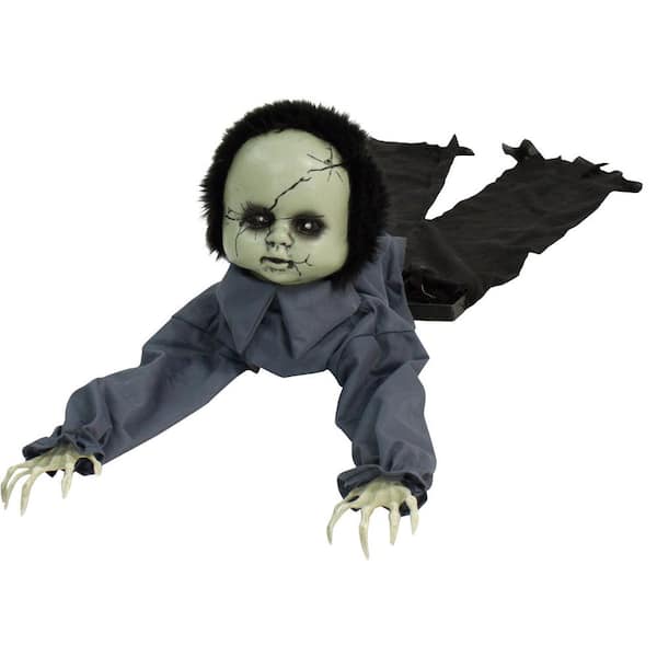 Haunted Hill Farm 10.5 in. Touch Activated Animatronic Doll