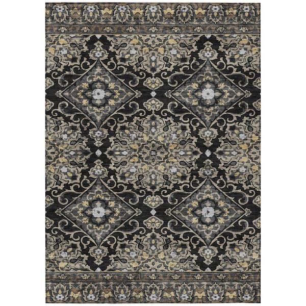 Chantille Machine Washable Indoor/Outdoor Abstract ACN3155 Black 5 ft. x 7 ft. 6 in. Area Rug