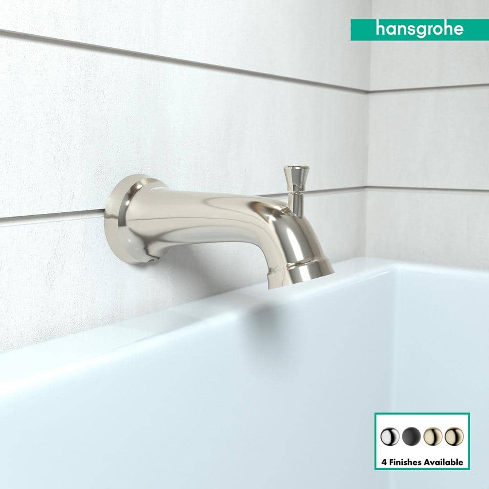 Polished Nickel Wall Mounted Tub Spout with Diverter
