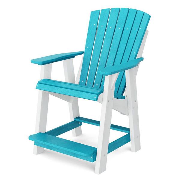 Bar Height Adirondack Swivel Chair- Aruba Blue & White main image 0