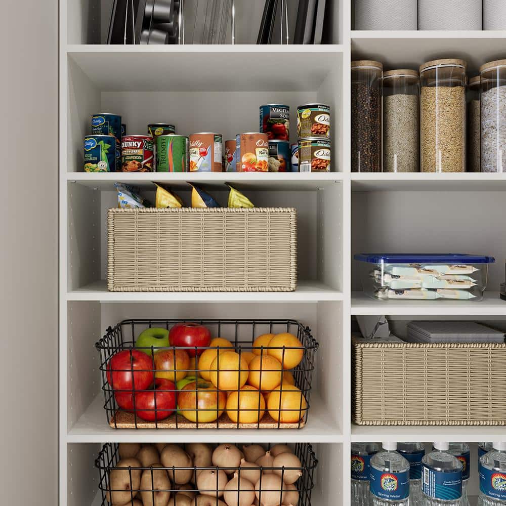 White Corner Pantry Storage System with Maple Drawers