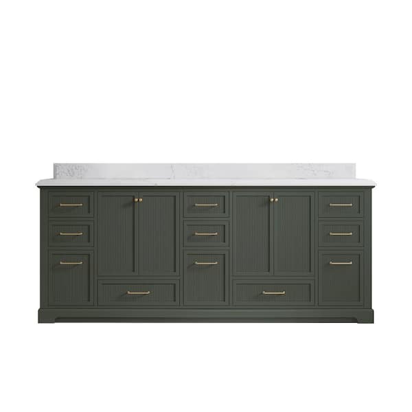 Willow Collections Alys 84 in. W x 22 in. D x 36 in. H Double Sink Bath Vanity in Pewter Green with 1.5 in. Empira White Qt. Top