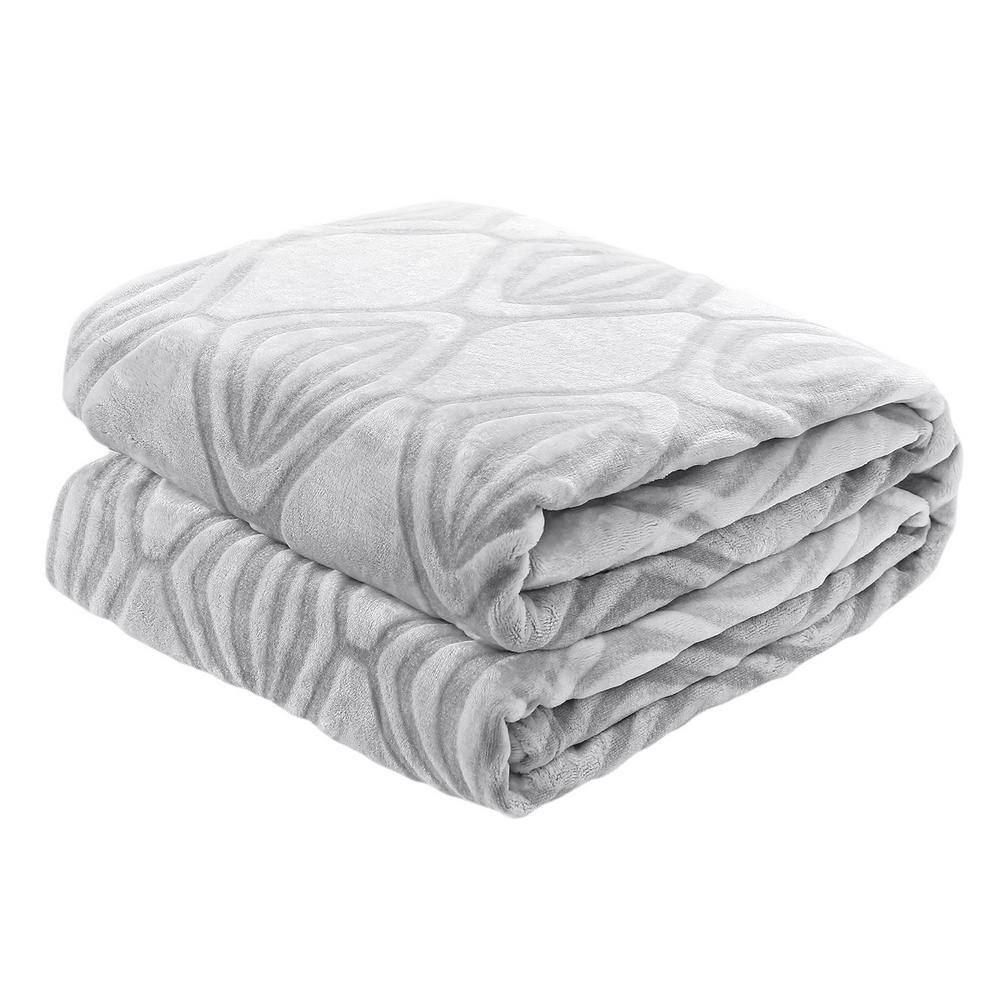 Tatahance 60 in. x 80 in. Gray Flannel Plush Throw Blanket