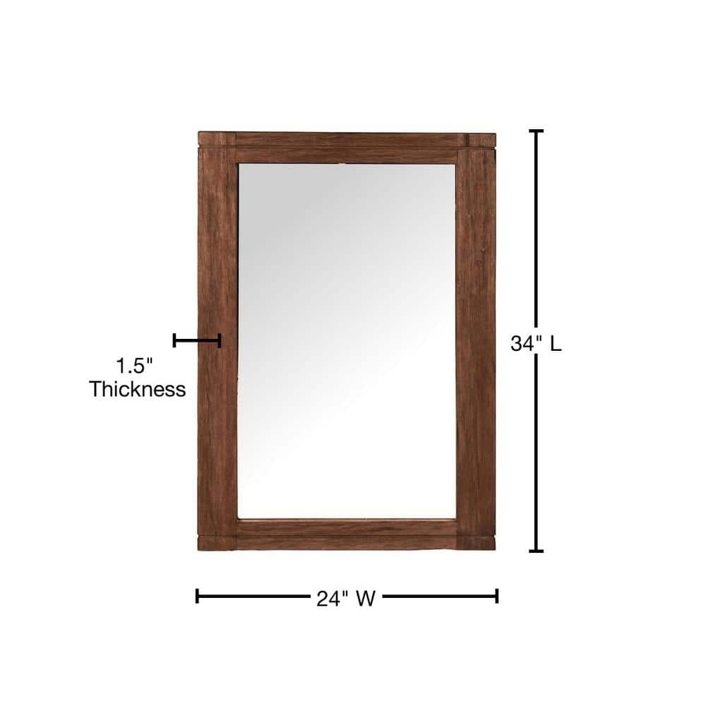 Kai & Kayden Reclaimed Brown Wood 34"x24" Traditional Mirror
