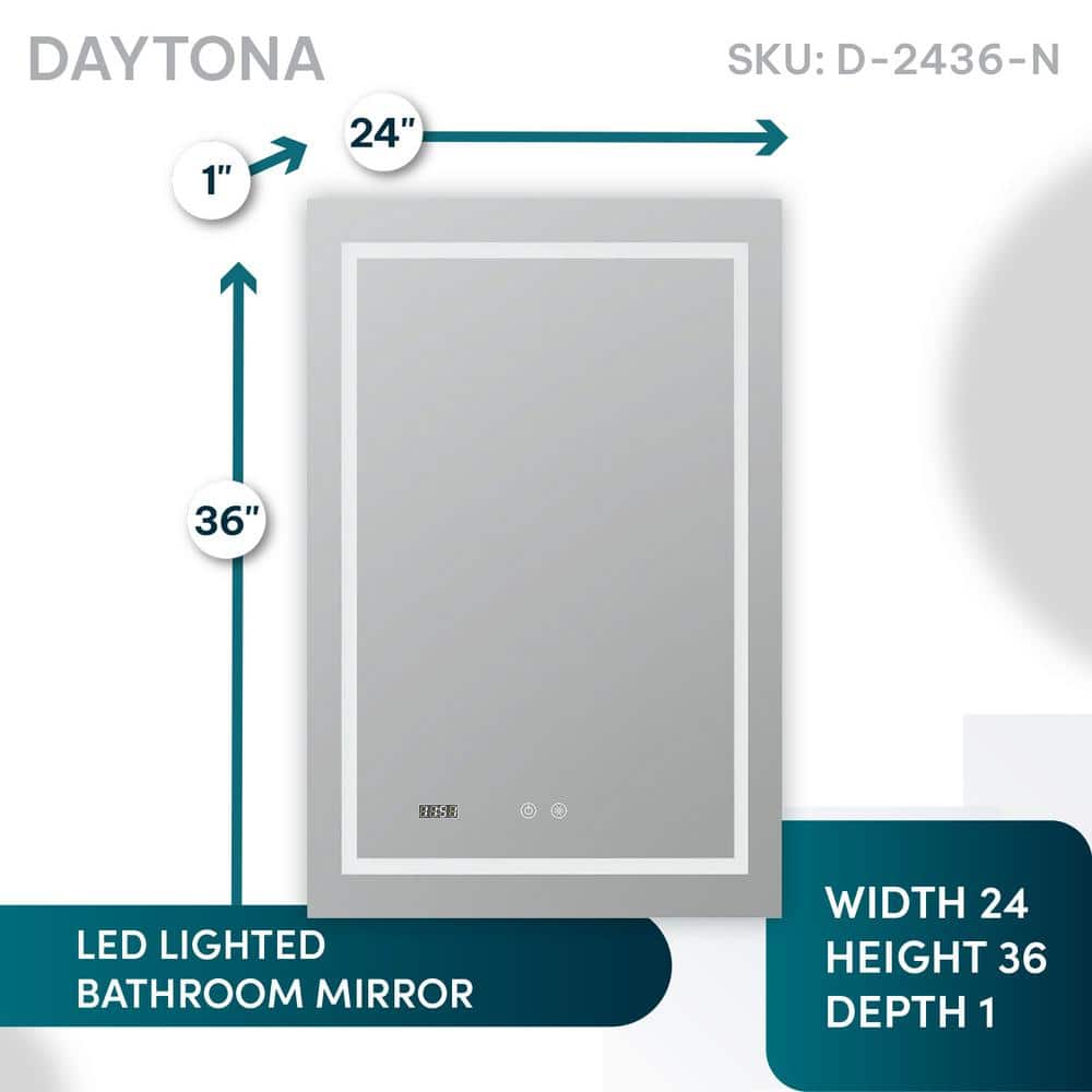 Elegance 36'' Silver Rectangular LED Bathroom Vanity Mirror