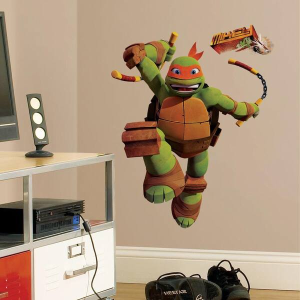 RoomMates 5 in. x 19 in. Teenage Mutant Ninja Turtles Mike Peel and Stick Giant Wall Decals
