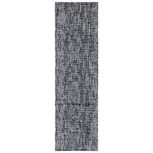 Abstract Black/Gray 2 ft. x 8 ft. Speckled Runner Rug
