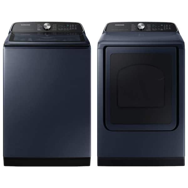 5.4 cu. ft. Smart Top Load Washer and 7.4 cu. ft. Smart Vented Dryer Set in Brushed Navy Blue